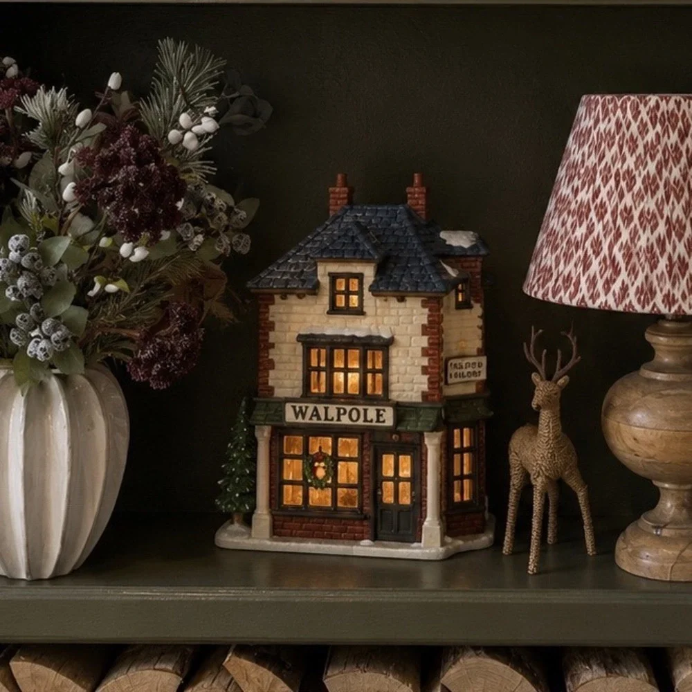 Walpole Tailors Lighted Christmas Village House English Storefront Decor 7 Inch